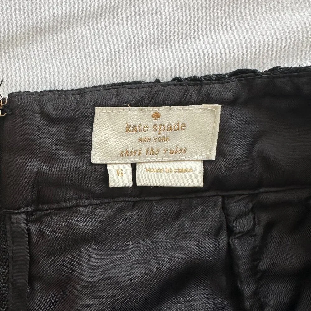 Kate Spade Black Crochet Lined Judy Lace Pencil Skirt Size 6